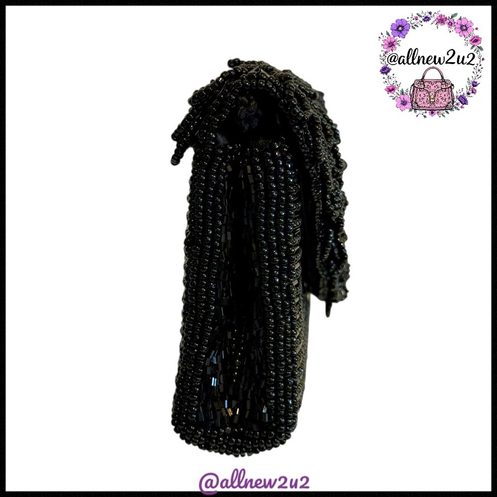 Beaded Sequin Evening Special Occasion Clutch Handbag with Shoulder Strap - Picture 8 of 12